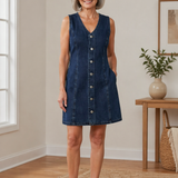 Rosalie - casual denim overall dress — view 4