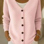 Rosemary - diamond quilted button-up cardigan — view 1