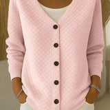 Rosemary - diamond quilted button-up cardigan — view 1