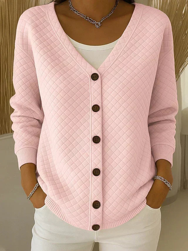 Rosemary - diamond quilted button-up cardigan — view 1