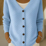Rosemary - diamond quilted button-up cardigan — view 2