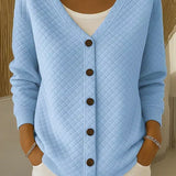 Rosemary - diamond quilted button-up cardigan — view 2