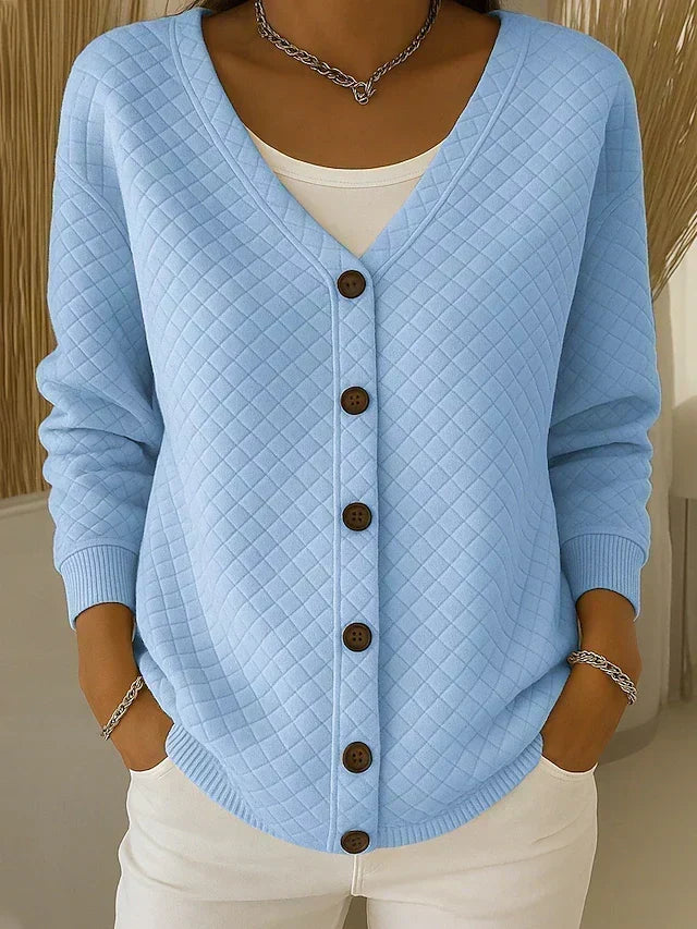 Rosemary - diamond quilted button-up cardigan — view 2