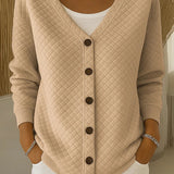 Rosemary - diamond quilted button-up cardigan — view 3