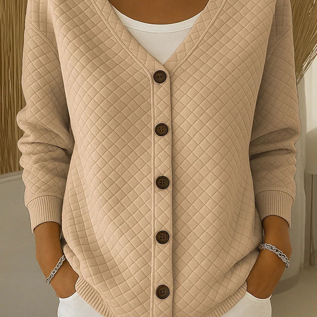 Rosemary - diamond quilted button-up cardigan — view 3