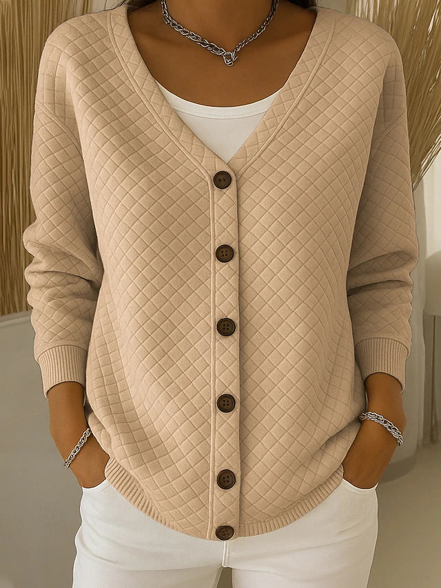 Rosemary - diamond quilted button-up cardigan — view 3