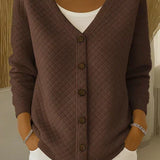 Rosemary - diamond quilted button-up cardigan — view 4