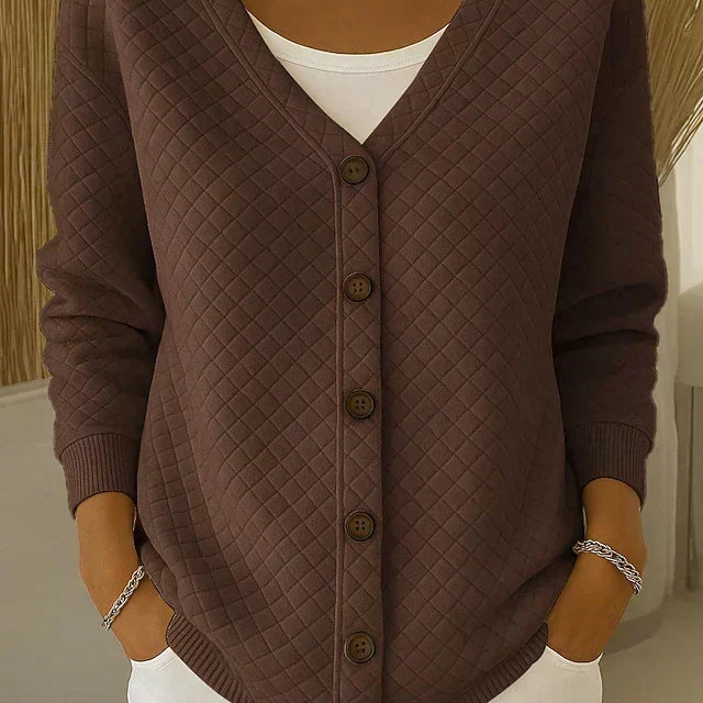 Rosemary - diamond quilted button-up cardigan — view 4