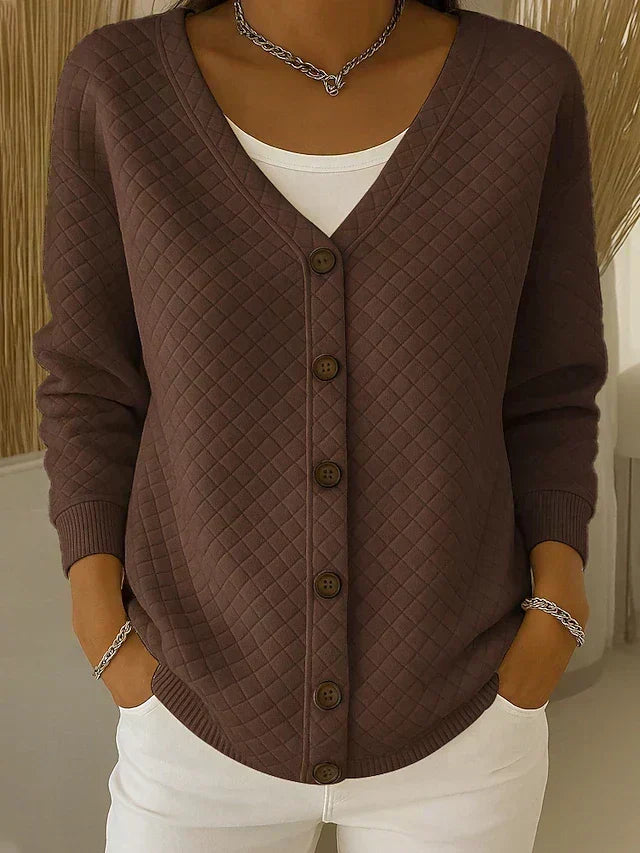 Rosemary - diamond quilted button-up cardigan — view 4
