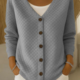 Rosemary - diamond quilted button-up cardigan — view 5
