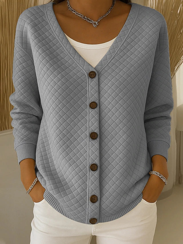 Rosemary - diamond quilted button-up cardigan — view 5