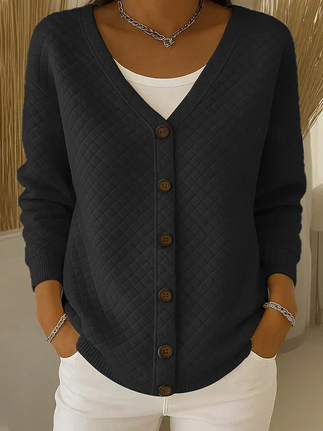 Rosemary - diamond quilted button-up cardigan — view 6