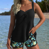 Sabrina - striped tankini two-piece swimsuit with bottoms — view 1