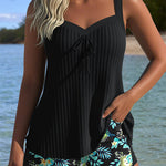 Sabrina - striped tankini two-piece swimsuit with bottoms — view 2