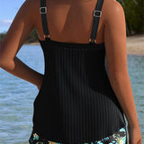 Sabrina - striped tankini two-piece swimsuit with bottoms — view 3