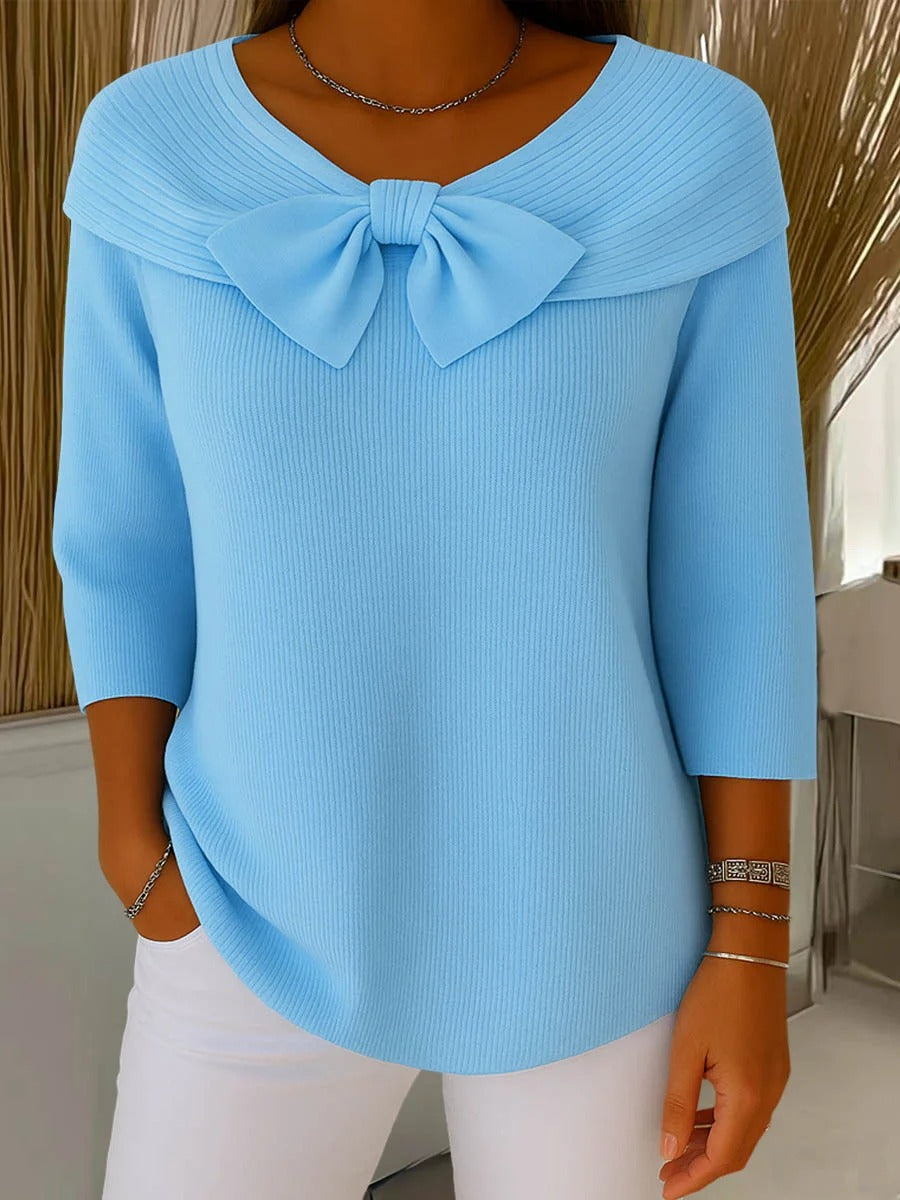 Sandra - ribbed sweater with bow — view 1