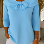 Sandra - ribbed sweater with bow — view 1