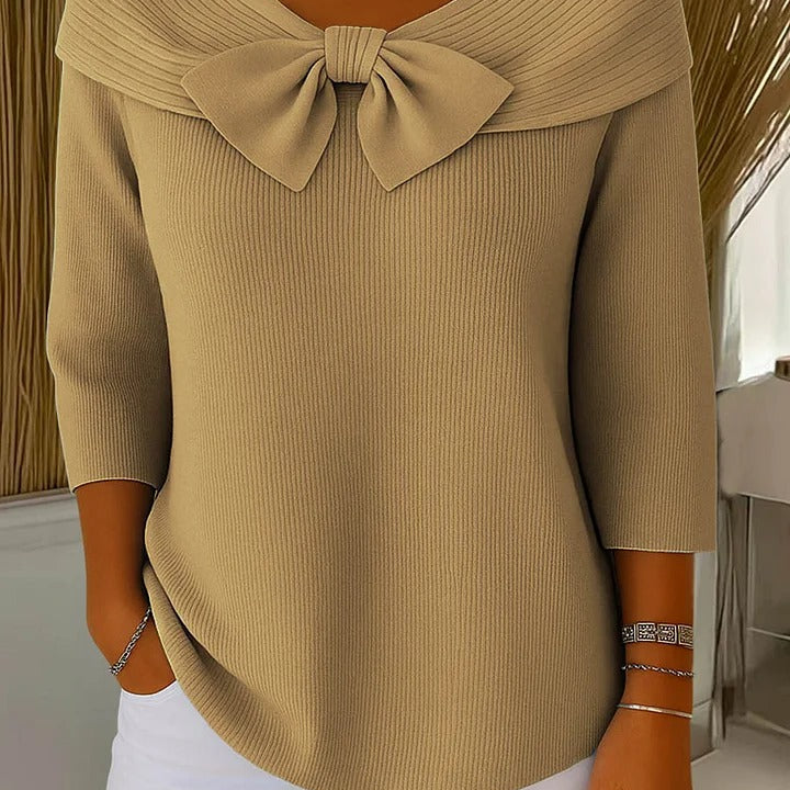 Sandra - ribbed sweater with bow — view 3