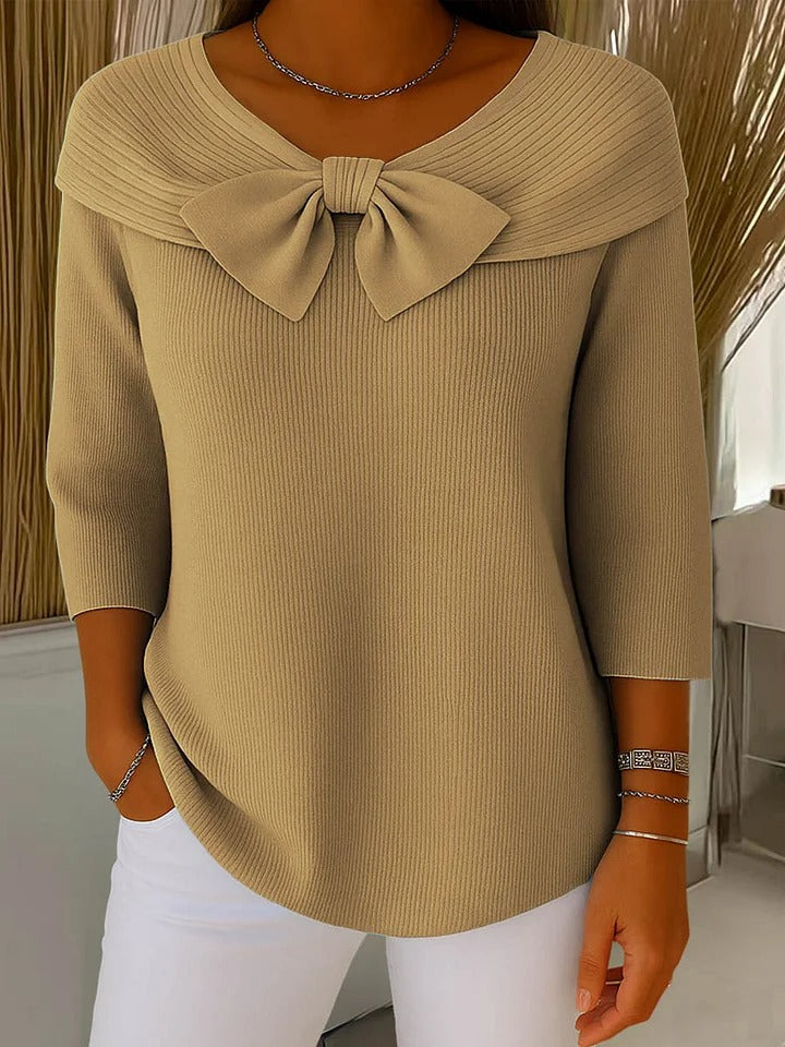Sandra - ribbed sweater with bow — view 3