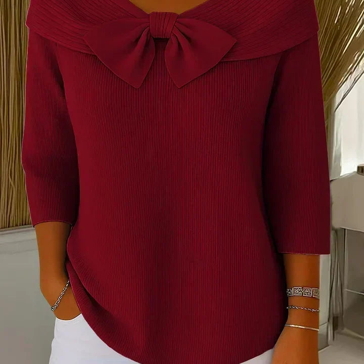 Sandra - ribbed sweater with bow — view 4