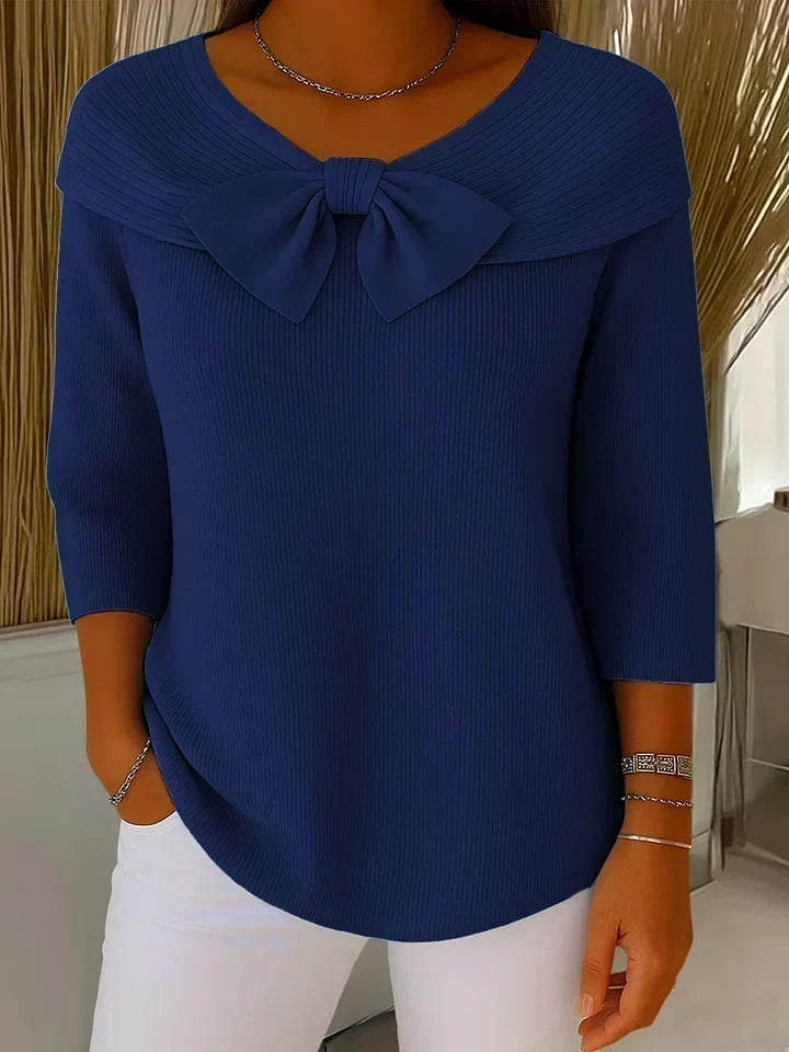 Sandra - ribbed sweater with bow — view 5