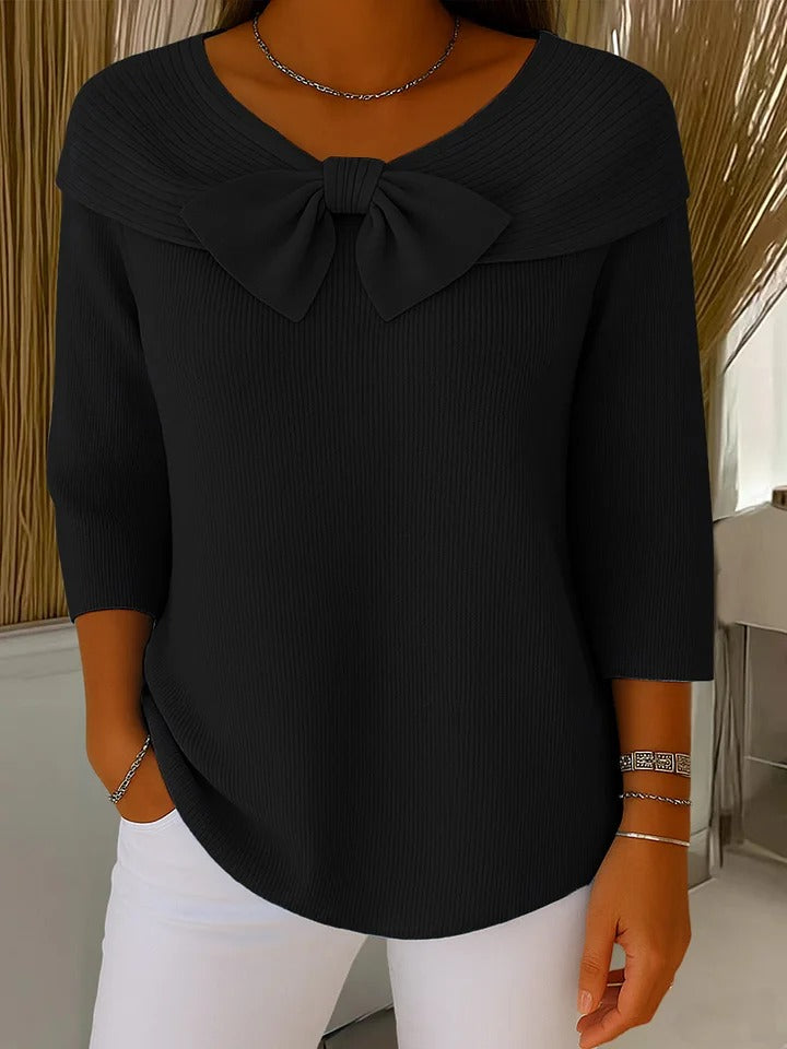 Sandra - ribbed sweater with bow — view 6