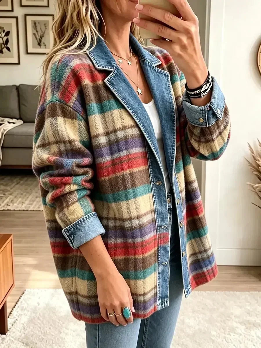 Sarah - Retro Patchwork Denim Jacket — view 2