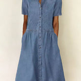 Sarah - short sleeve denim dress — view 2
