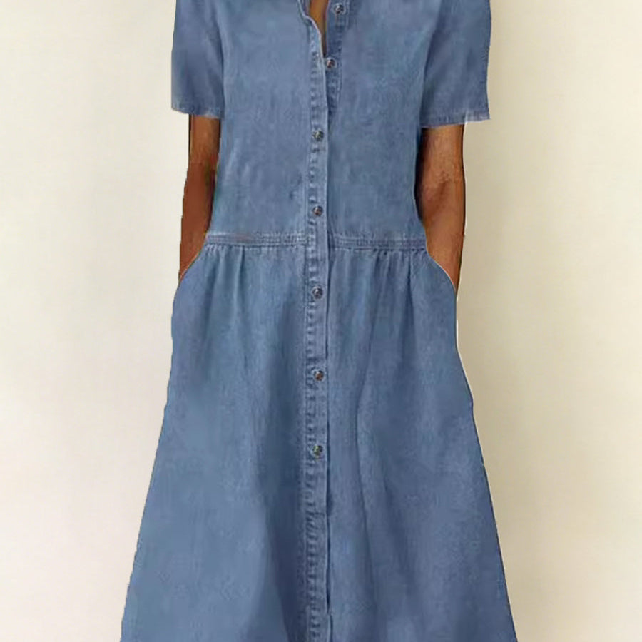 Sarah - short sleeve denim dress — view 2