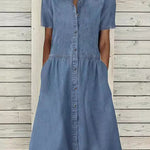Sarah - short sleeve denim dress — view 3