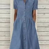 Sarah - short sleeve denim dress — view 3