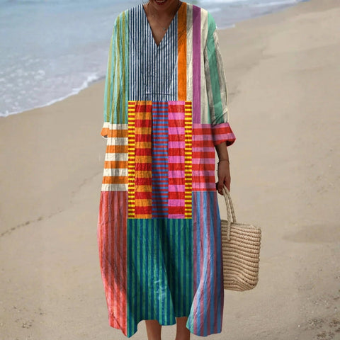 Sarah - colourful long dress patchwork