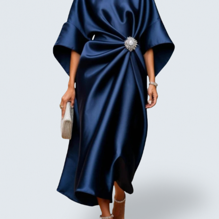 Savannah - Luxurious shimmering satin long dress — view 1