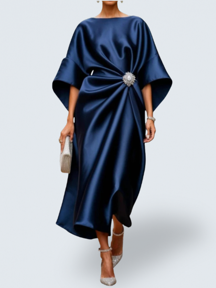 Savannah - Luxurious shimmering satin long dress — view 1