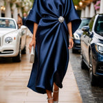 Savannah - Luxurious shimmering satin long dress — view 2