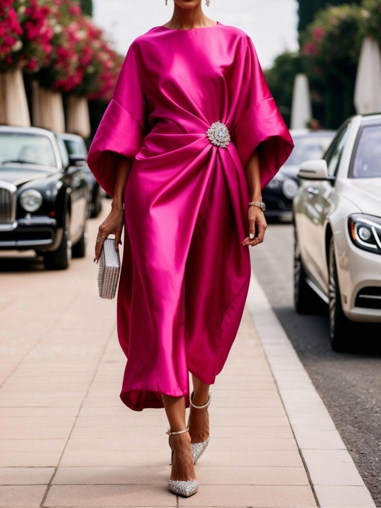 Savannah - Luxurious shimmering satin long dress — view 4