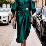 Savannah - Luxurious shimmering satin long dress — view 6