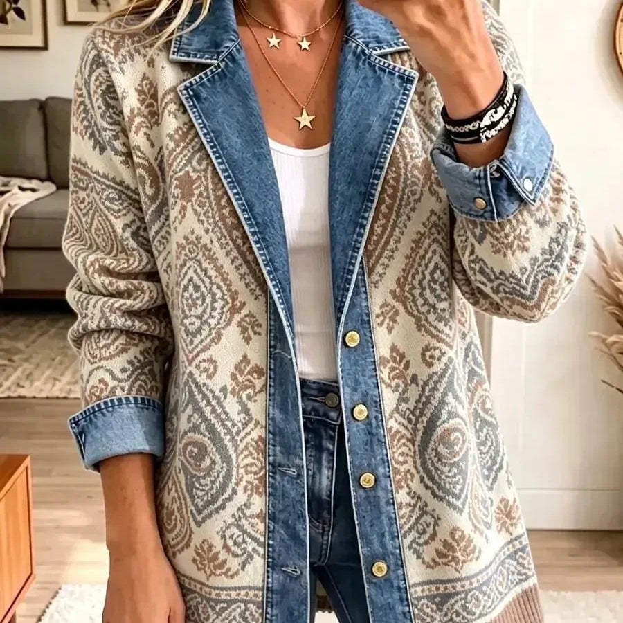 Savannah - retro bohemian patchwork denim jacket — view 1