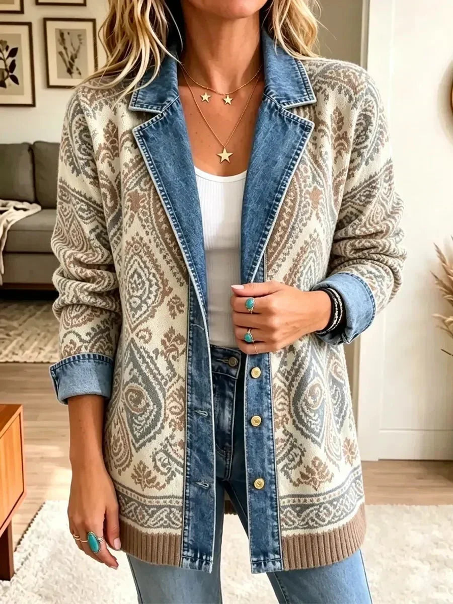 Savannah - retro bohemian patchwork denim jacket — view 2