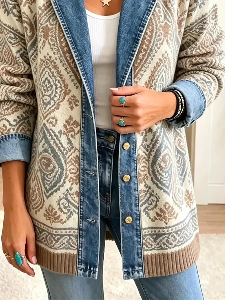 Savannah - retro bohemian patchwork denim jacket — view 3