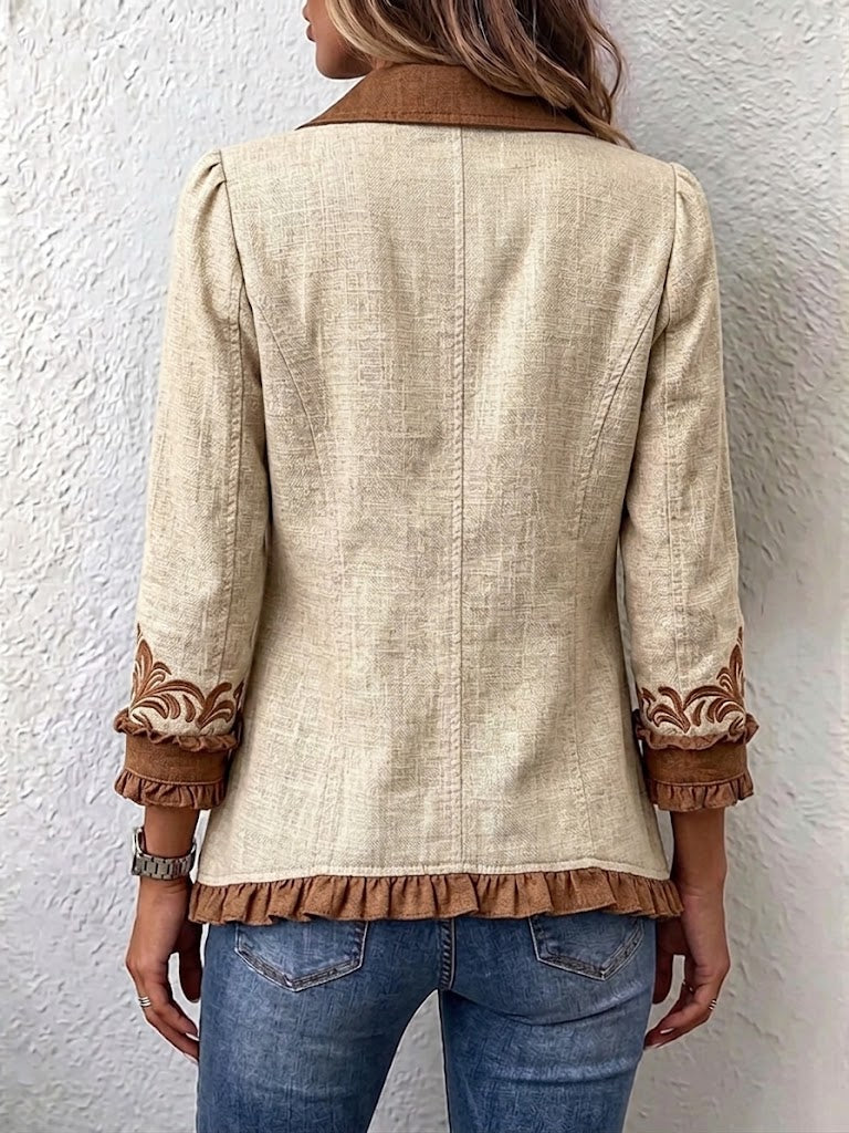 Scarlett - Retro bohemian floral ruffle jacket — view 2