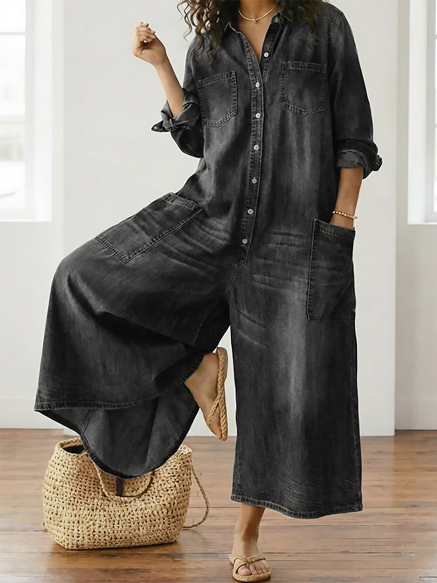 Serenity - denim cotton overalls — view 3
