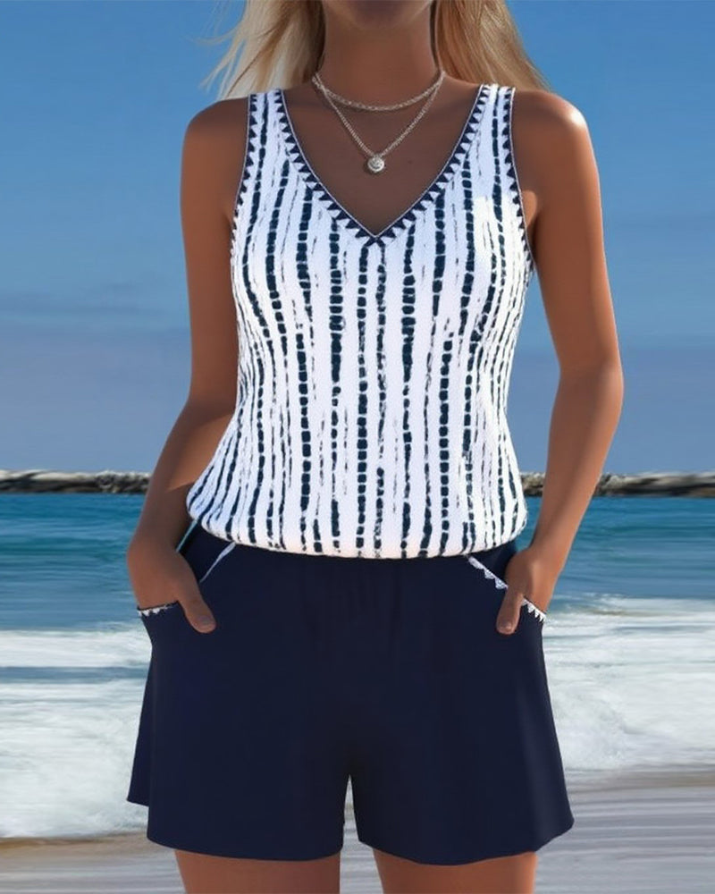 Serenity - casual swimsuit with pockets and V-neck — view 1