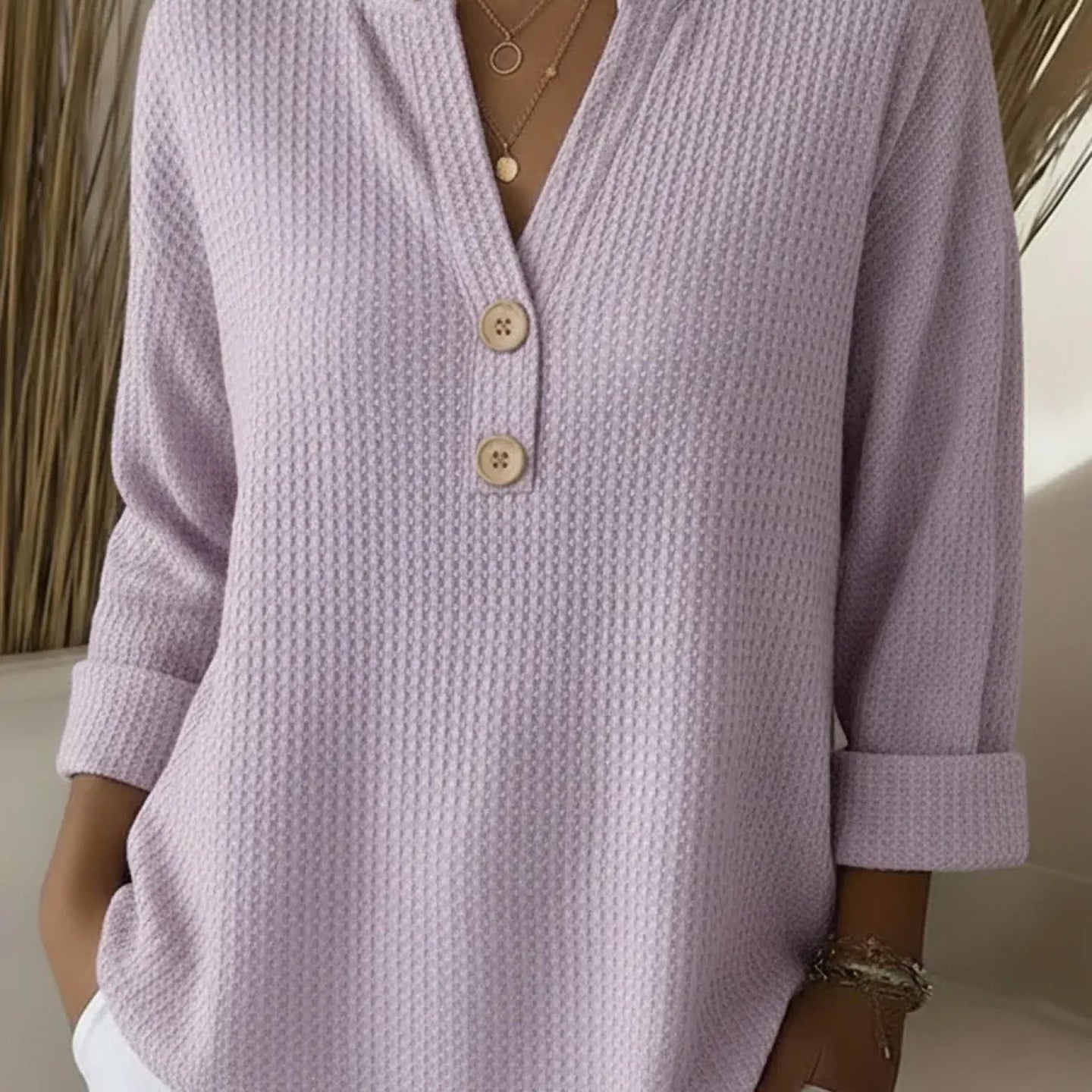Sharon – Textured Henley Top — view 1