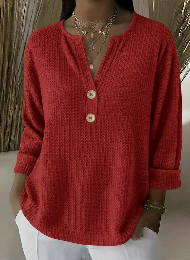 Sharon – Textured Henley Top — view 3