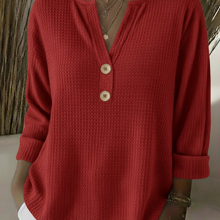 Sharon – Textured Henley Top — view 3