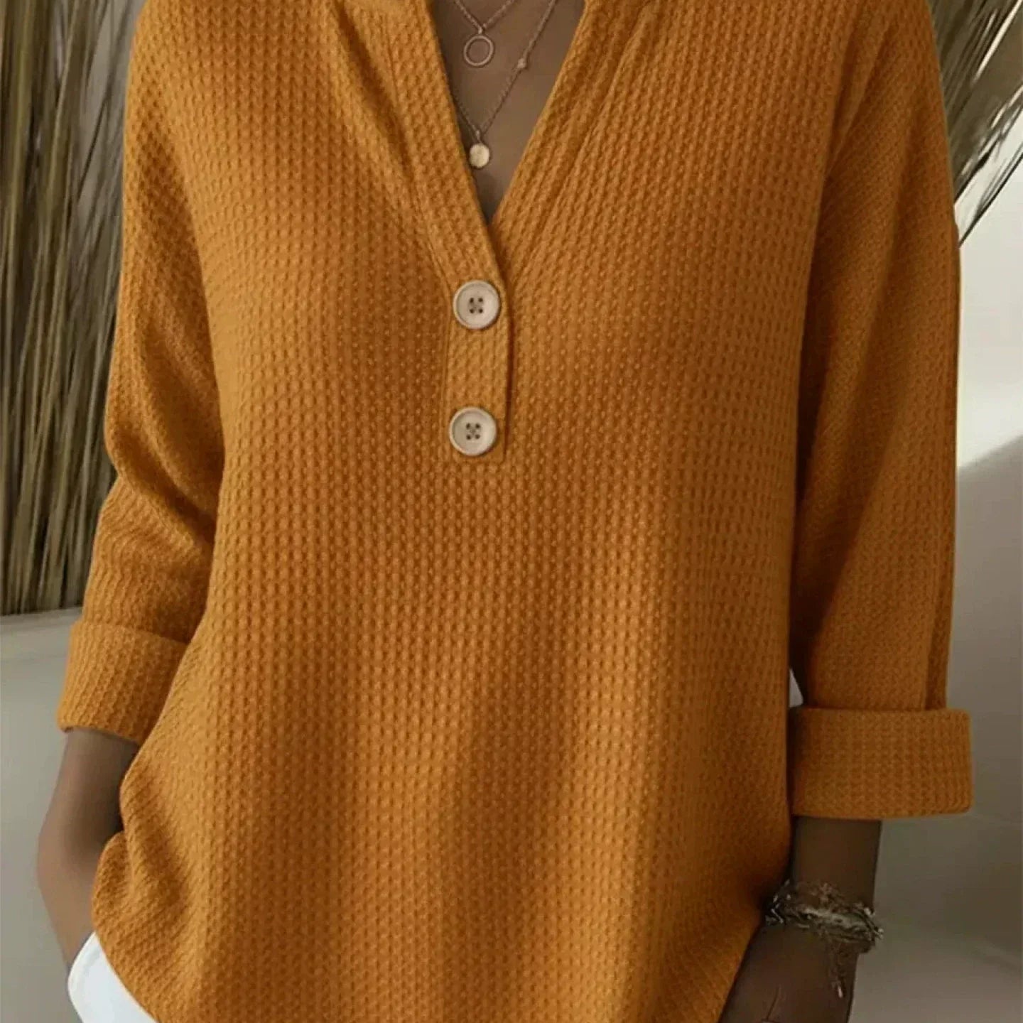 Sharon – Textured Henley Top — view 4