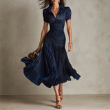 Shelby - Striped Shirt Collar Midi Dress — view 1