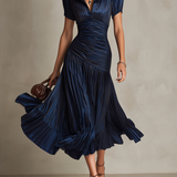 Shelby - Striped Shirt Collar Midi Dress — view 2
