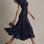 Shelby - Striped Shirt Collar Midi Dress — view 4